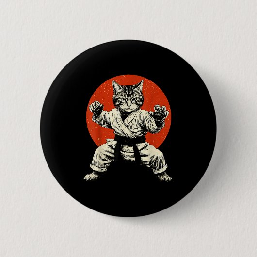 Martial Arts Cat Karate Judo Japanese Flag Funny J Button (Vorderseite)