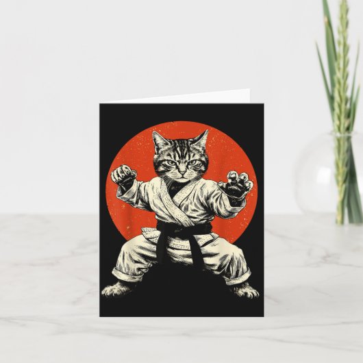 Martial Arts Cat Karate Judo Japanese Flag Funny J Karte (Vorderseite)