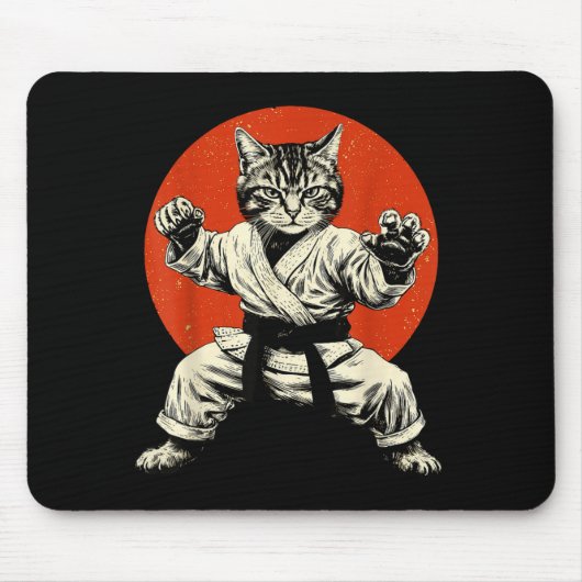 Martial Arts Cat Karate Judo Japanese Flag Funny J Mousepad (Vorne)