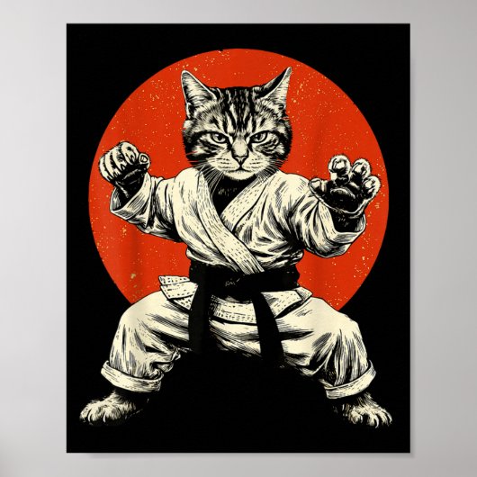 Martial Arts Cat Karate Judo Japanese Flag Funny J Poster (Vorne)