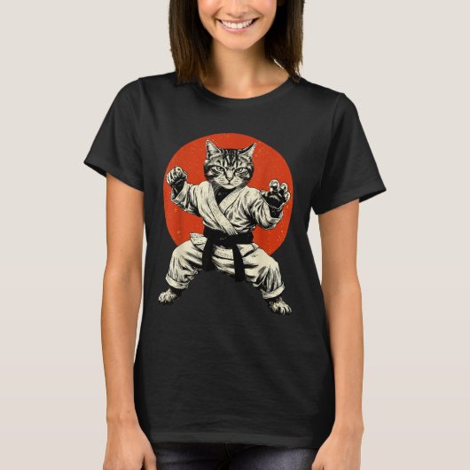 Martial Arts Cat Karate Judo Japanese Flag Funny J T-Shirt (Vorderseite)