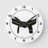 Martial Arts First Degree Black Belt Runde Wanduhr (Vorderseite)