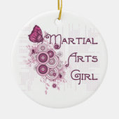 Martial Arts Girl Pink Butterfly Keramik Ornament (Vorne)