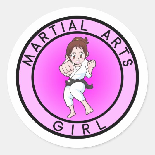 Martial Arts Girl Runder Aufkleber (Vorderseite)