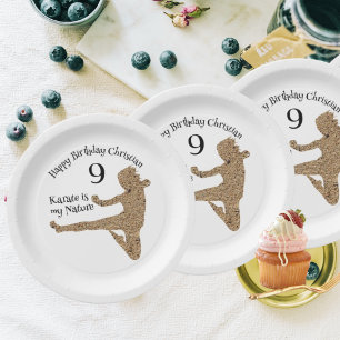 Martial Arts Japan Silhouette Karate Boy Birthday Pappteller