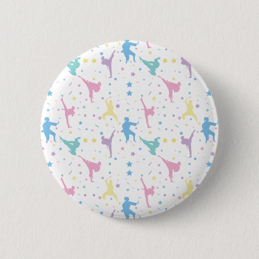 Martial Arts Karate Abstrakt Stars Glitzern Button (Vorderseite)