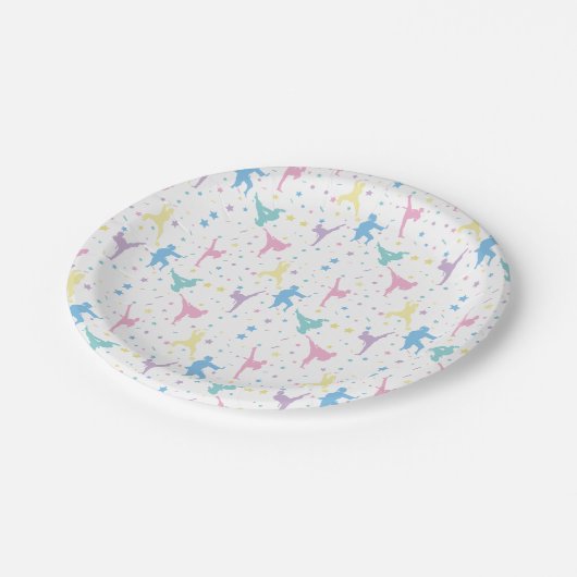 Martial Arts Karate Abstrakt Stars Glitzern Pappteller (Schrägansicht)