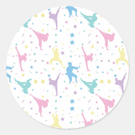 Martial Arts Karate Abstrakt Stars Glitzern Runder Aufkleber (Vorderseite)