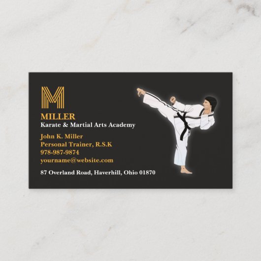 Martial Arts Karate Business Card Visitenkarte (Vorderseite)