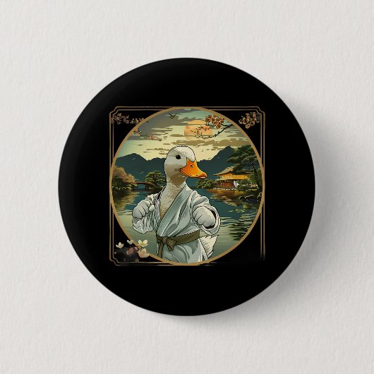 Martial Arts Karate Duck Sunset Garden Mixed Marti Button (Vorderseite)