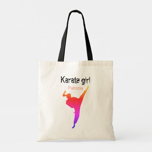 Martial Arts Karate Girl Silhouette Niedlich Moder Tragetasche (Rückseite)