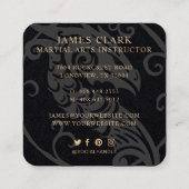 Martial Arts/Karate Golden Dragon Medallion Logo Quadratische Visitenkarte (Rückseite)