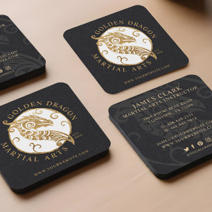 Martial Arts/Karate Golden Dragon Medallion Logo Quadratische Visitenkarte