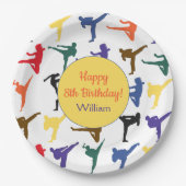 Martial Arts Karate Kids Jungs Party Happy Birthda Pappteller (Vorderseite)