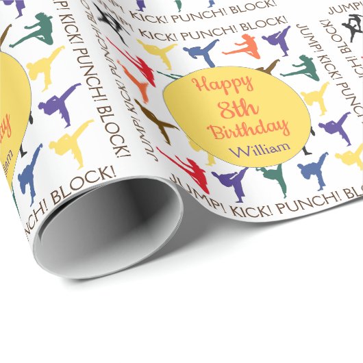 Martial Arts Karate Kinder Junge Modern Happy Birt Geschenkpapier (Rolleneckpunkt)
