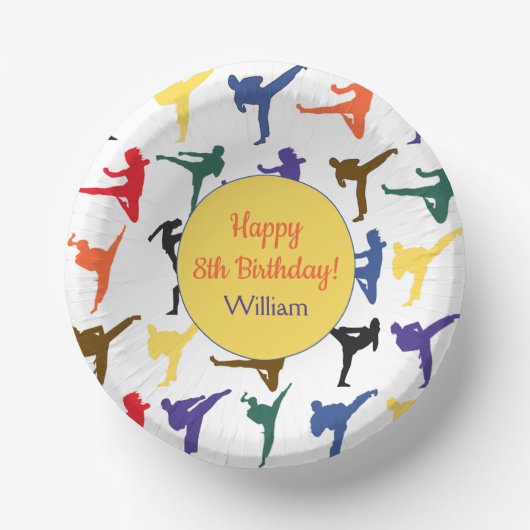 Martial Arts Karate Kinder Party Happy 8. Geburtst Pappteller (Vorderseite)