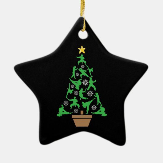 Martial Arts - Mädchen Karate Weihnachtsbaum Keramik Ornament (Hinten)