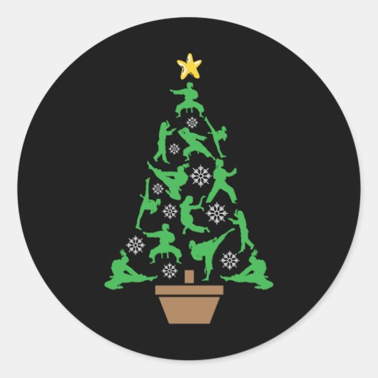 Martial Arts - Mädchen Karate Weihnachtsbaum Runder Aufkleber (Vorderseite)