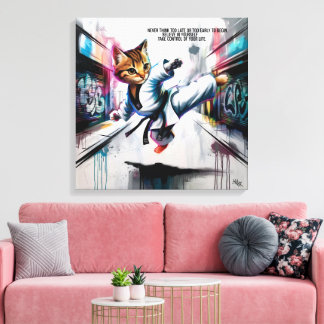 Martial Arts Meets Street Style - Cartoon Kitten Leinwanddruck