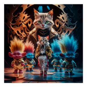 Martial Arts Meets Street Style - Cartoon Kitten Poster