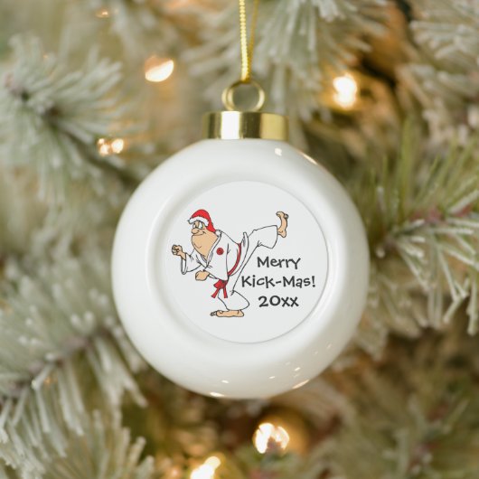 Martial Arts Merry Kick-Mas Weihnachten Keramik Kugel-Ornament (Baum)