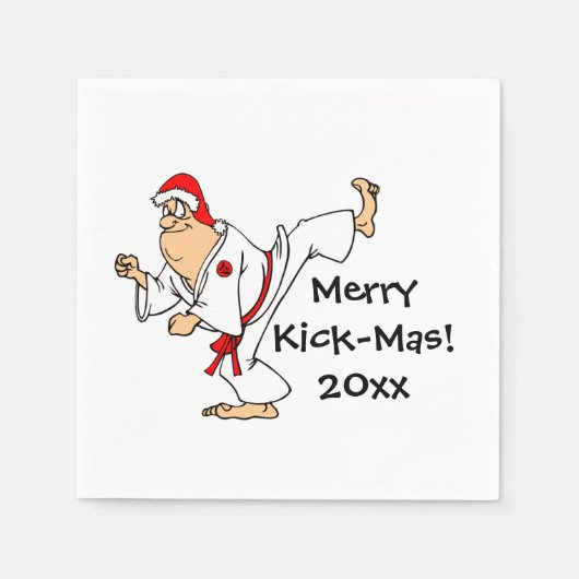 Martial Arts Merry Kick-Mas Weihnachts-Party Serviette (Vorderseite)