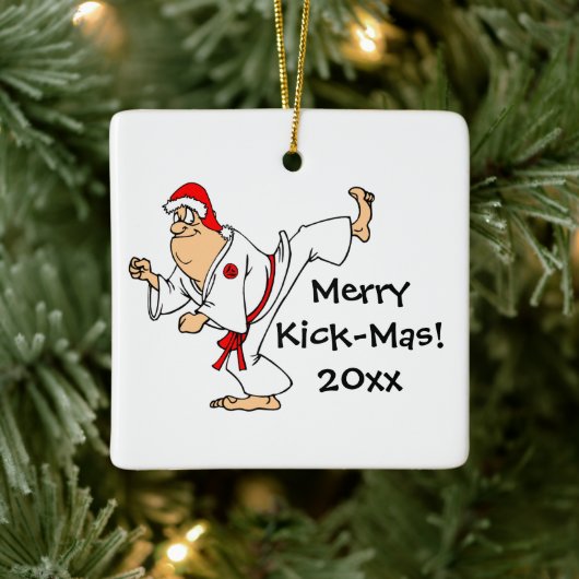 Martial Arts Merry Kick-Mas Weihnachtszeit Keramikornament (Baum)