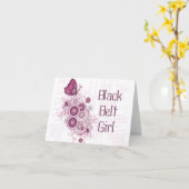 Martial Arts Pink Butterfly Black Belt Girl Karte (Gelbe Blume)