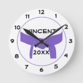 Martial Arts Purple Belt Runde Wanduhr (Vorderseite)