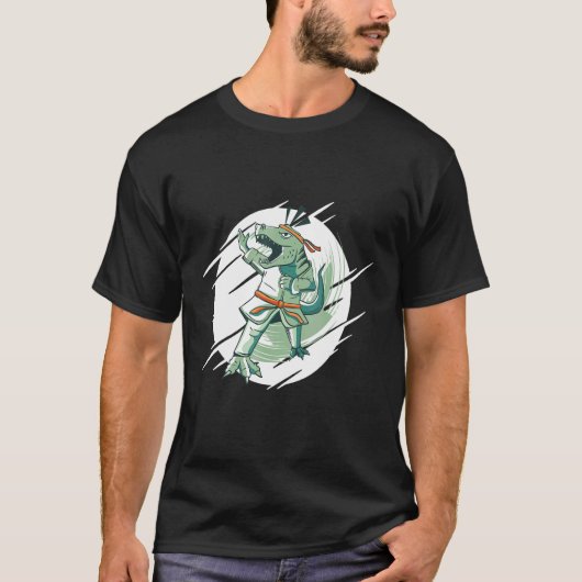 Martial Karate Dinosaur Rex T-Shirt (Vorderseite)