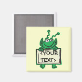 MARTIAN ALIEN HOLDING CUSTOM SIGN,<YOURTEXT> MAGNET (Vorderseite/Rückseite)