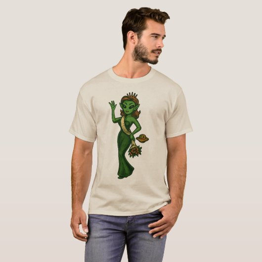 Martian Beauty Queen | Retro Sci-Fi Alien Button-U T-Shirt (Vorne ganz)