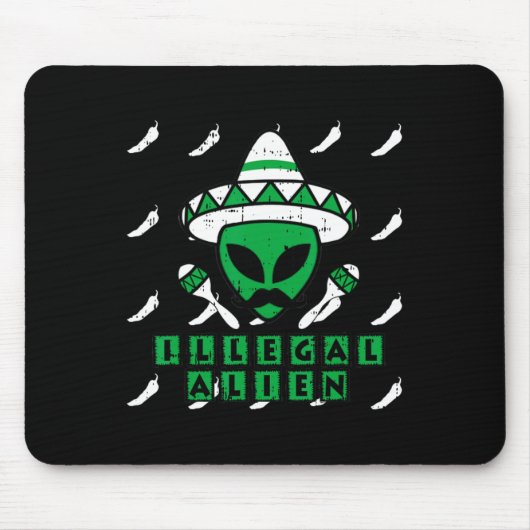 Martian Illegal Alien Mexican Area-51 Fun Hallowee Mousepad (Vorne)