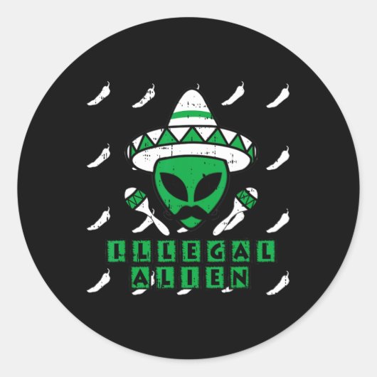 Martian Illegal Alien Mexican Area-51 Fun Hallowee Runder Aufkleber (Vorderseite)