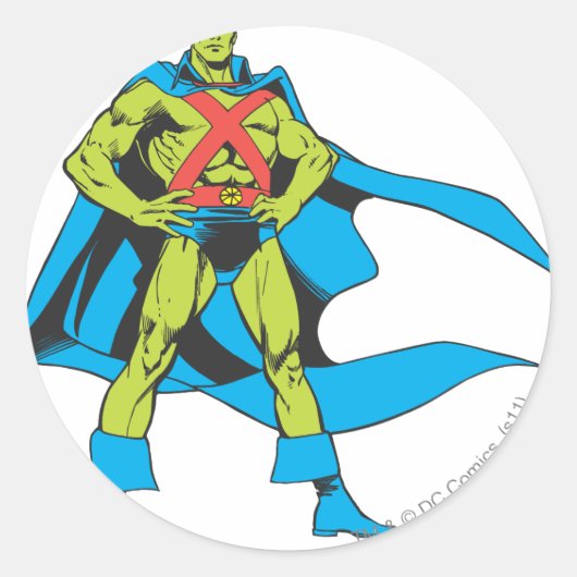 Martian Manhunter Posen Runder Aufkleber (Vorderseite)