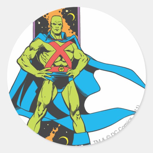 Martian Manhunter & Space Background Runder Aufkleber (Vorderseite)