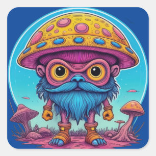 Martian Mushroom Explorer Quadratischer Aufkleber