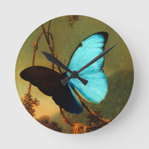 Martin Johnson Heade Blue Morpho Butterfly Runde Wanduhr
