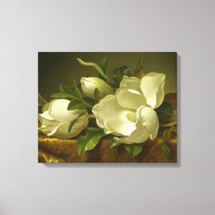 Martin Johnson Heade - Magnolias auf Gold Velvet Leinwanddruck