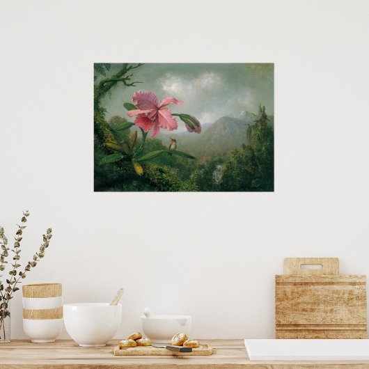 Martin Johnson Heade - Orchid mit Two Hummingbird Poster (Küche)