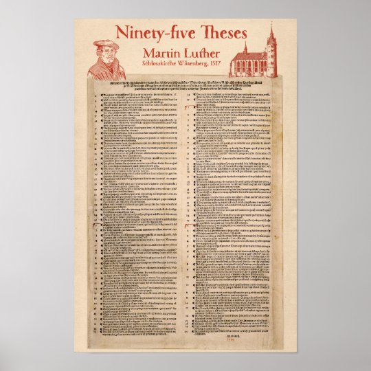 martin luther 95 theses poster