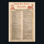Martin Luther 95 Theses (original Latin) Poster<br><div class="desc">Die ursprünglichen 95 Thes wurden in lateinisch geschrieben, der Sprache der katholischen Kirche. Dieses Dokument überlebt heute in einem Museum. Martin Luther hat es am 31. Oktober 1517 an den Türen der Schlosskirche Wittenberg gepostet. Oder so geht eine Version der Geschichte! Seine Handlungen lösten schließlich die protestantische Reformation aus. Ein...</div>