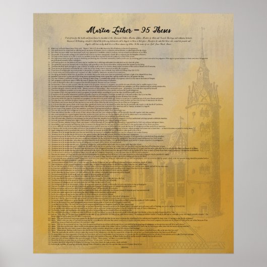 Martin Luther 95 Theses und Wittenberg Church Poster (Vorne)