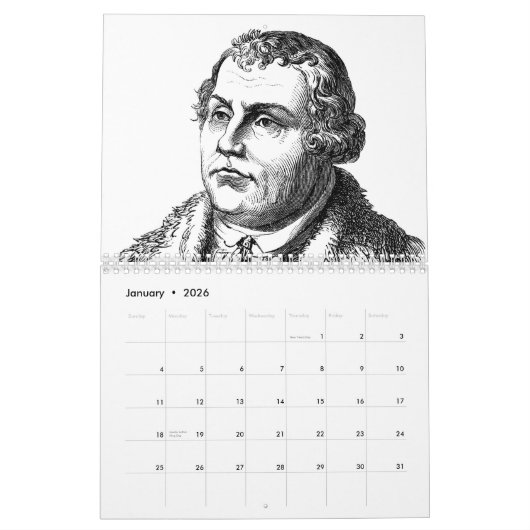 Martin Luther Calendar: Portraits, Leben, Denkmäle Kalender (Jan 2026)