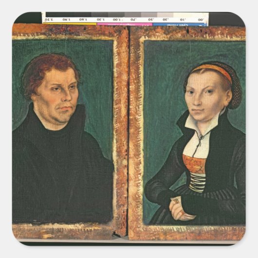 Martin Luther, Katharina von Bora, c.1526 Quadratischer Aufkleber (Vorderseite)