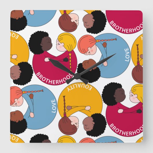 Martin Luther King Day, Gleichheit und Brüderlichk Quadratische Wanduhr (Vorderseite)