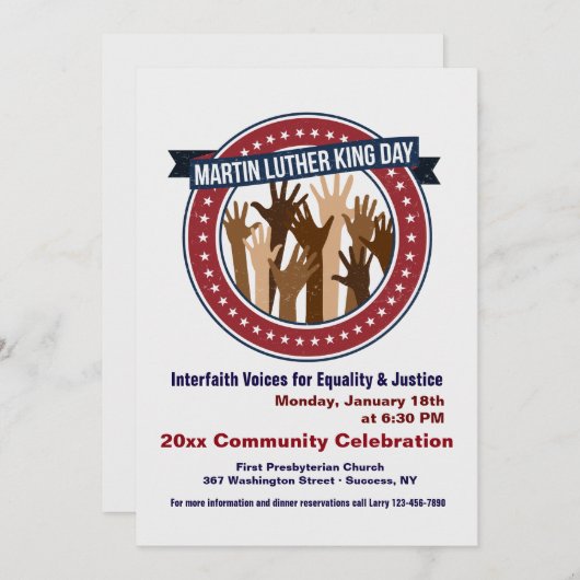 Martin Luther King Intertrust Celebration Invite Einladung (Vorne/Hinten)