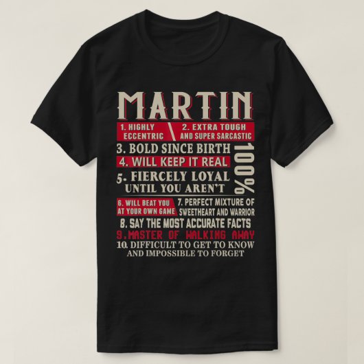 Martin Name Gift Martin Surname T-Shirt (Design vorne)
