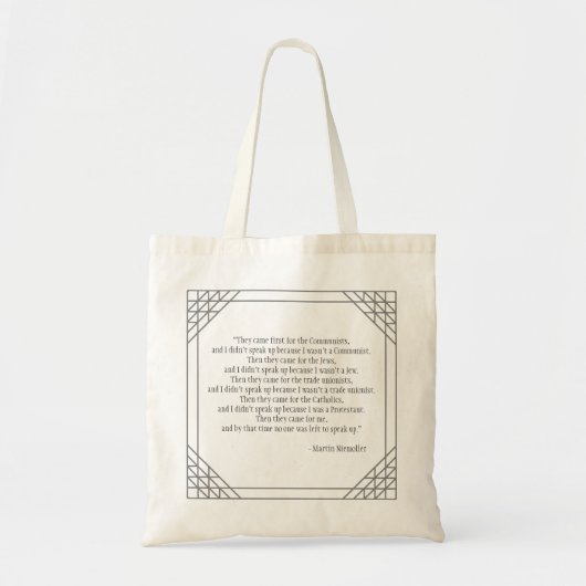 Martin Niemoller Human Rights Zitat Tote Bag Tragetasche (Vorne)