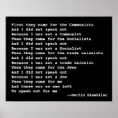 Martin Niemöller Quote Poster (Vorne)